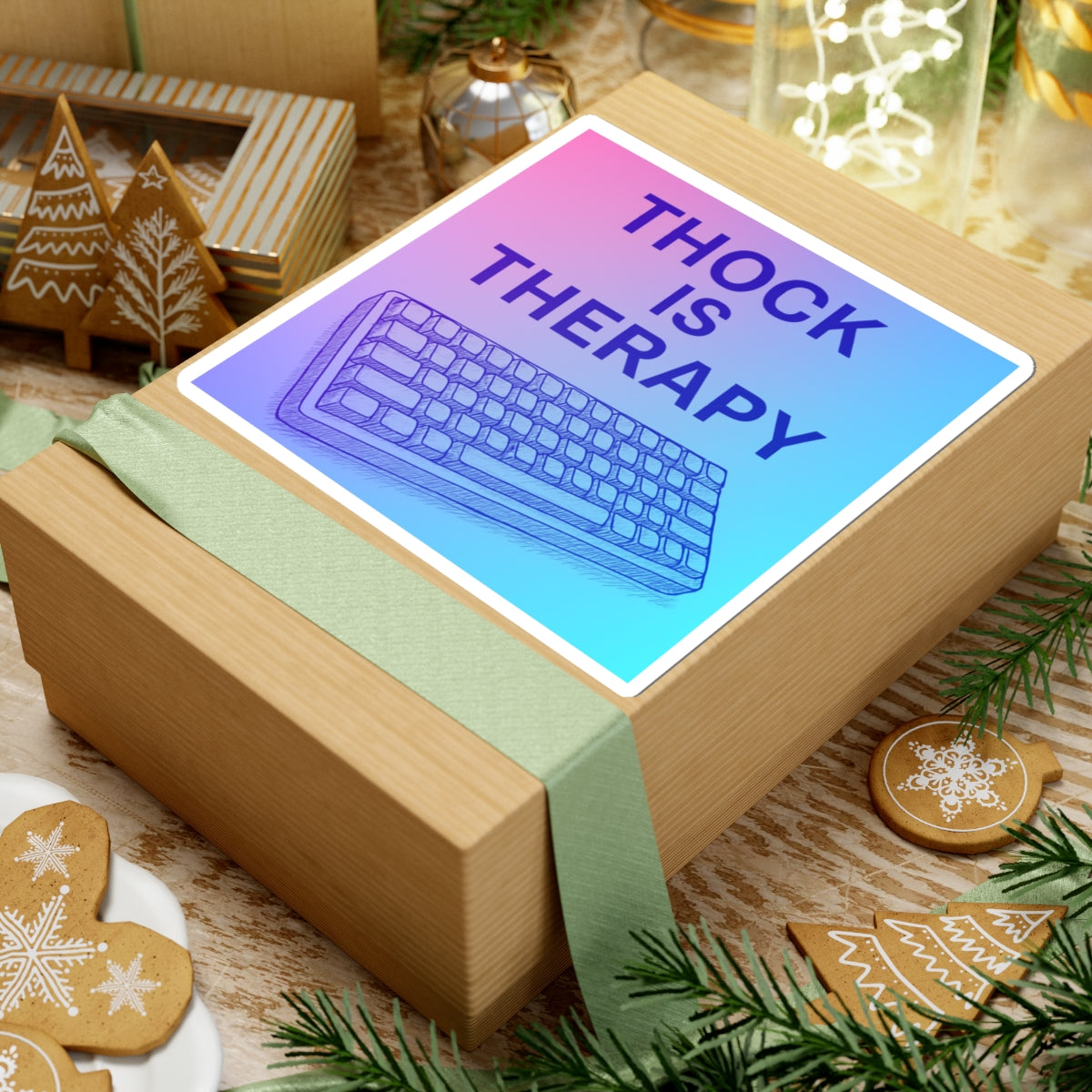 Thock Is Therapy – Gradient Keyboard Sticker